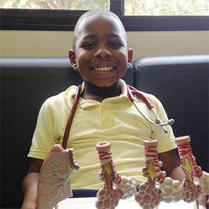 boy with organ diorama