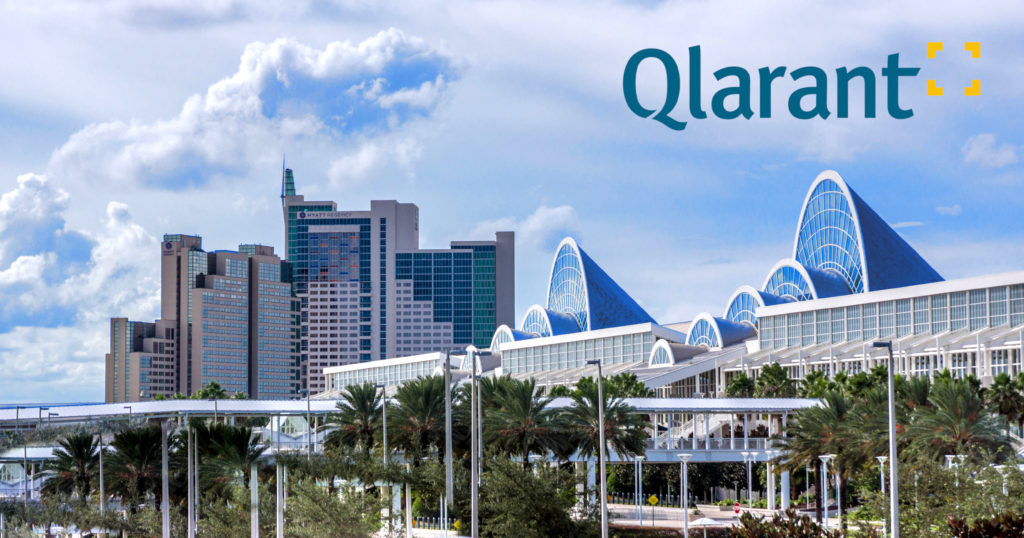 Orange County Convention Center in Orlando with Qlarant Logo