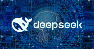 deepseek logo over AI background